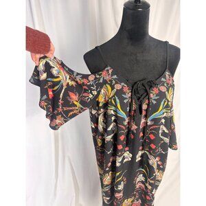 Flying Tomato Boho Floral Cold Shoulder Mini Dress